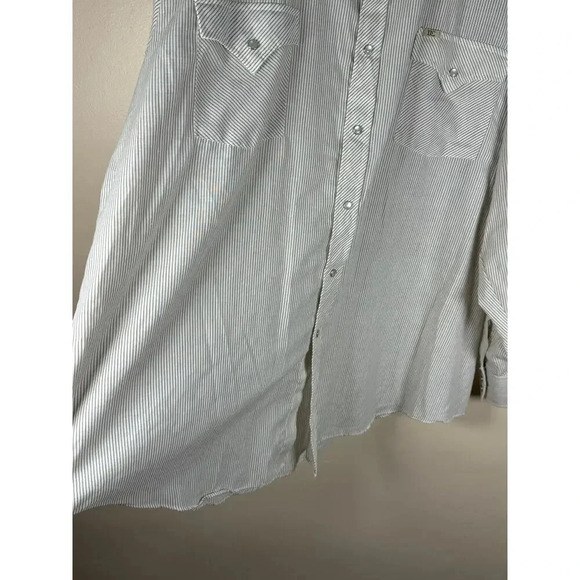 Vintage Pearl Snap Long Sleeve Button Down Brown Stripe Western Cowboy  18-35 - Picture 4 of 9
